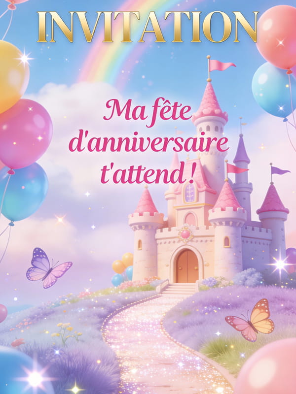  Ma F te D anniversaire T attend Invitation Ch teau Princesse 