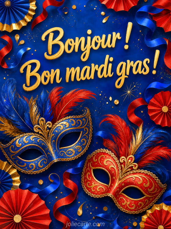 Illustration festive avec masques vénitiens, confettis multicolores et serpentins de Mardi gras