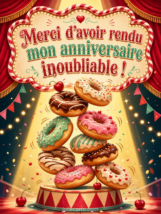 Chapeau de fête, ballons rieurs et confettis multicolores évoquant un anniversaire hilarant