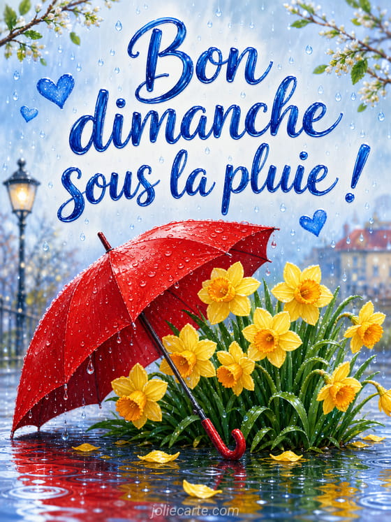 Parapluie coloré sous une pluie fine avec ambiance cosy pour un dimanche pluvieux
