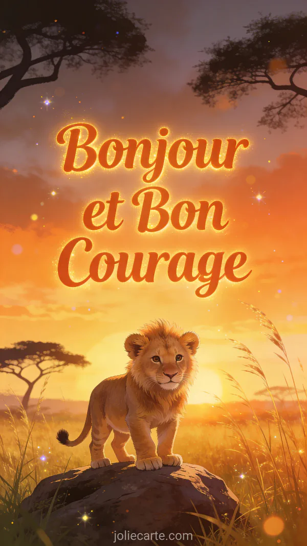 Adorable lionceau au pelage doré perché sur un rocher gris avec regard déterminé et fond bokeh chaleureux