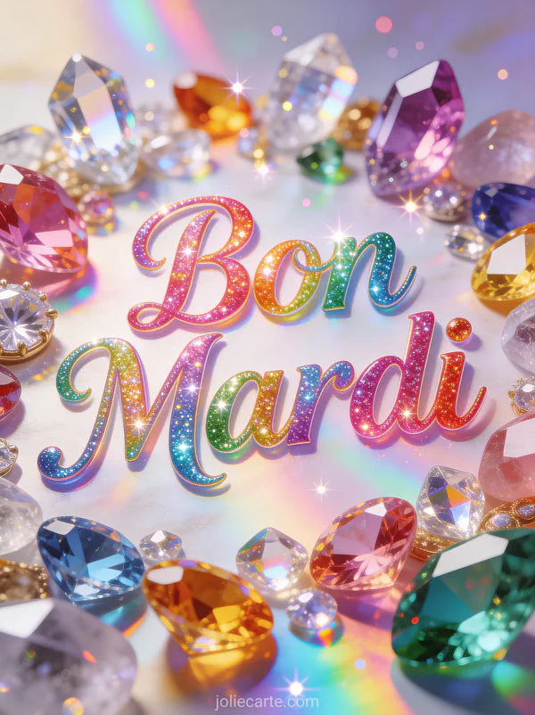 Cristaux et pierres précieuses multicolores avec reflets arc-en-ciel et paillettes brillantes effet magique