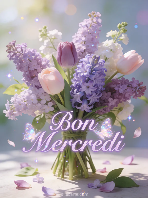Bouquet de fleurs printanières avec lilas tulipes et jacinthes dans lumière matinale