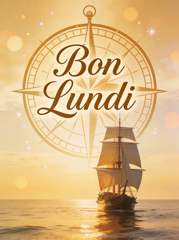 Image motivation du lundi avec voilier partant en mer calme à l'heure dorée