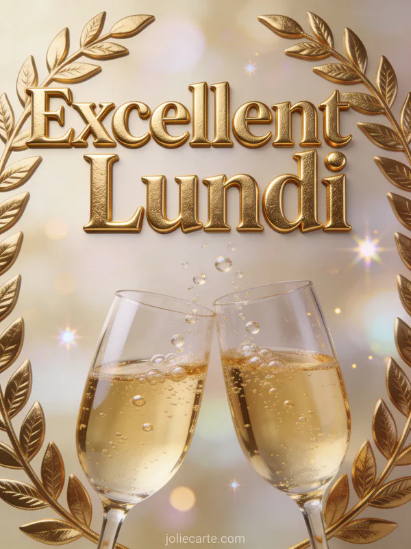 Image citation excellent bon lundi bonne semaine avec coupes de champagne et bulles de célébration