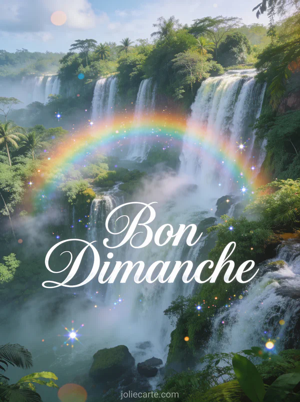 Paysage magnifique bon dimanche avec cascade majestueuse et arc-en-ciel en forêt tropicale