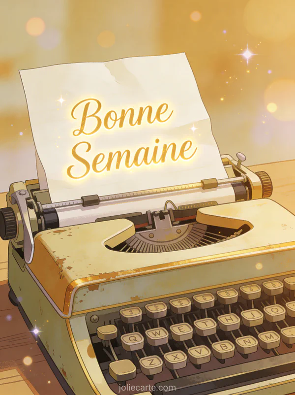 Image texte Bonne Semaine avec machine a ecrire vintage et papier