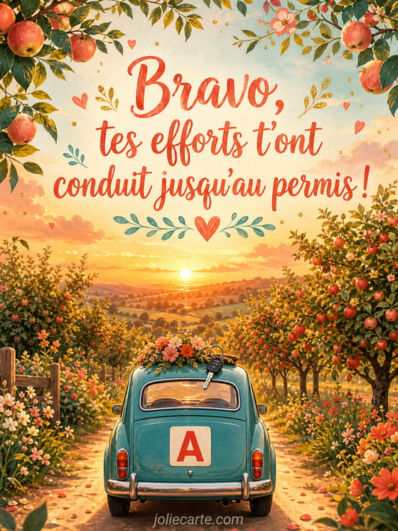 Illustration fière d'un permis de conduire tout neuf posé sur un carnet d'apprentissage