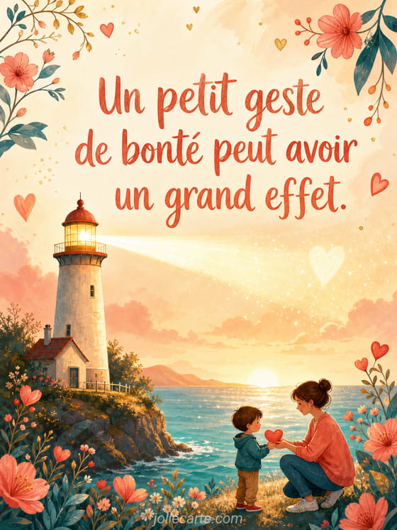 Carte illustrée avec une petite goutte de cœur créant des ondes pour la Journée de la gentillesse
