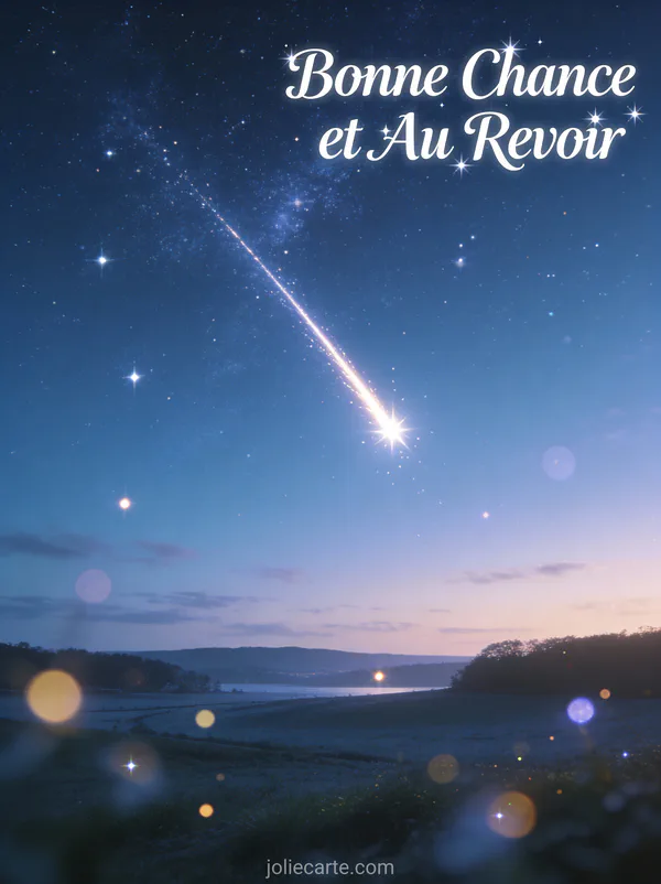 Étoile filante traversant un ciel étoilé au-dessus d'un paysage paisible