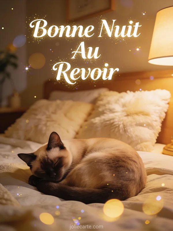 Chat siamois endormi sur des coussins moelleux dans la lumière douce d'une lampe