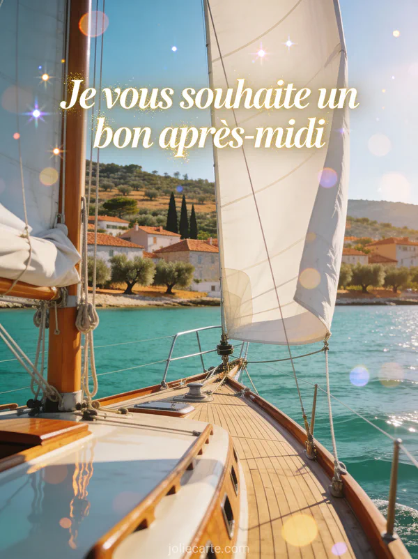 Voilier aux voiles blanches sur eaux turquoise avec côte méditerranéenne en fond