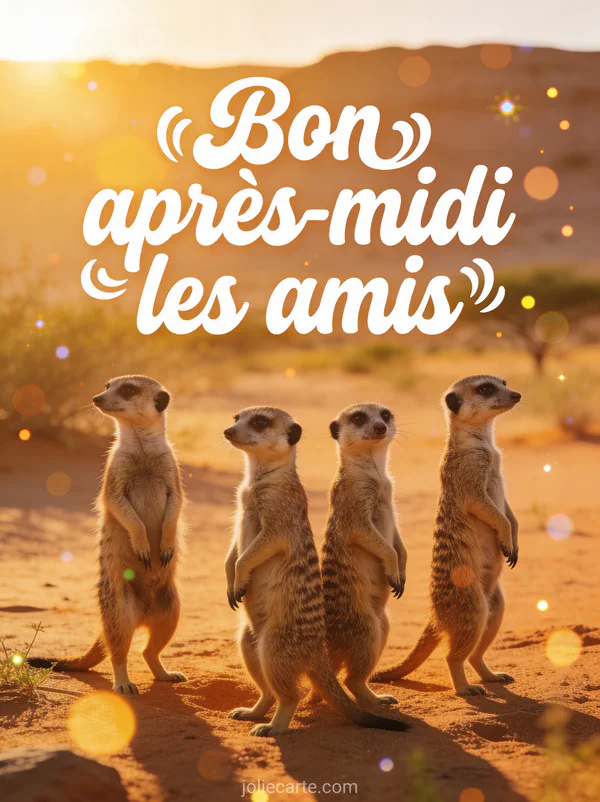 Groupe de suricates debout aux aguets dans le désert africain au soleil