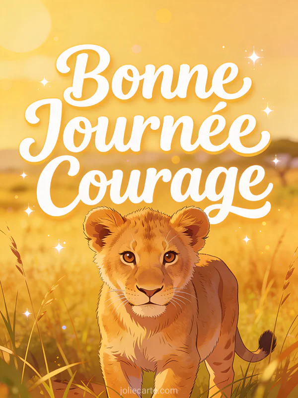 Lionceau déterminé dans les hautes herbes de la savane africaine au coucher du soleil