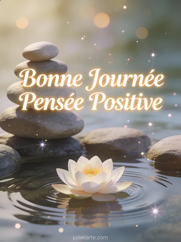 Pierres zen empilées en équilibre avec lotus flottant sur eau calme avec ondulations