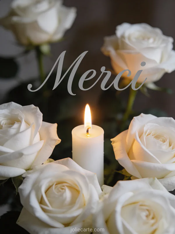 Carte remerciement décès avec photo illustrée hérisson portant fleur blanche texte Merci