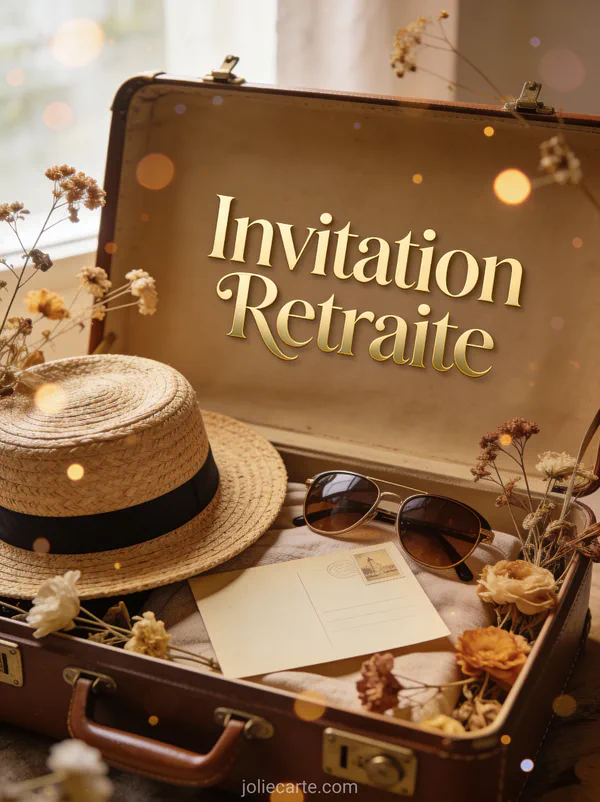 Invitation retraite originale avec carte du monde épingles de voyage et boussole vintage