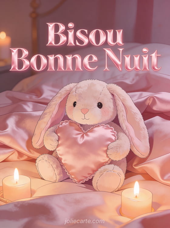 Panda roux adorable se cachant derrière sa queue avec cœurs flottants texte Bisou Bonne Nuit