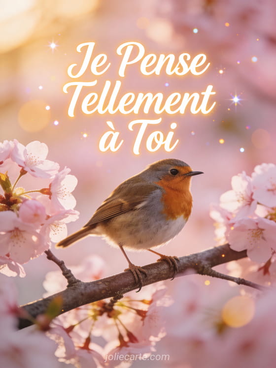 Renard roux endormi dans les feuilles d'automne avec le texte Je Pense Tellement à Toi