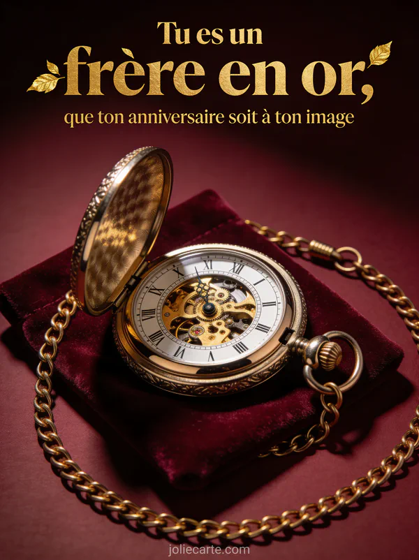 Montre de gousset ancienne ouverte avec mécanisme doré sur velours bordeaux dans une lumière clair-obscur