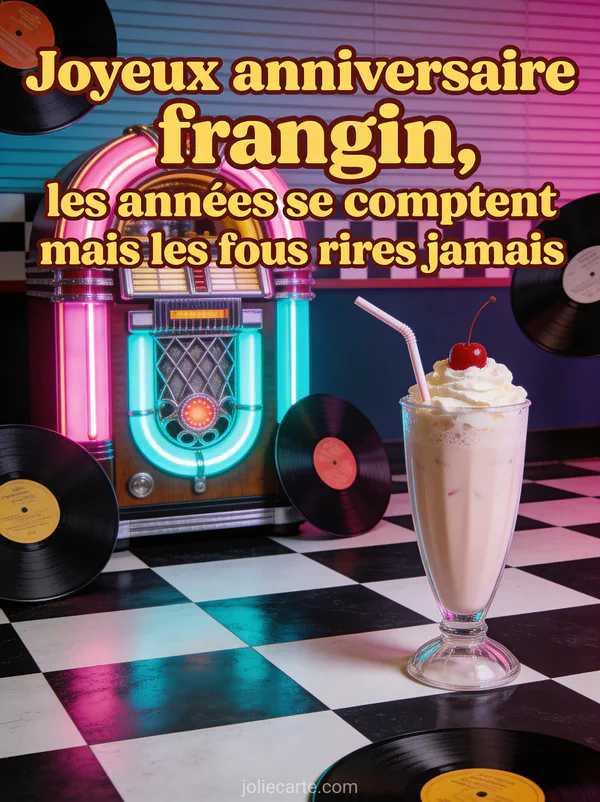 Jukebox vintage des années 50 lumineux avec néons rose et turquoise, disques vinyles et milkshake rétro