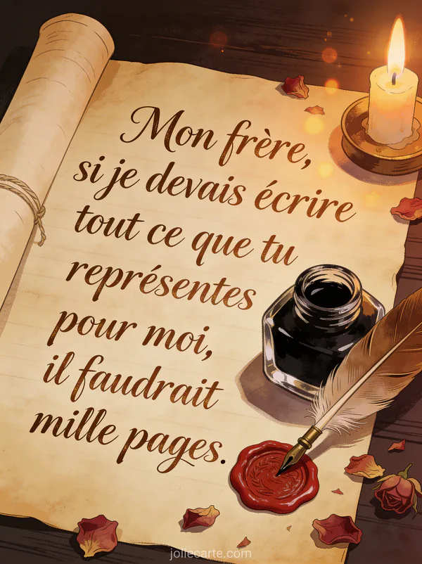 Plume d'oie sur parchemin ancien avec encrier, sceau de cire rouge et pétales de rose séchés à la lueur d'une bougie