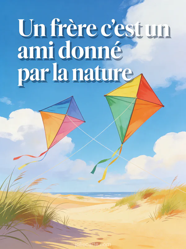 Deux cerfs-volants colorés volant côte à côte dans un ciel bleu d'été au-dessus d'une plage avec dunes