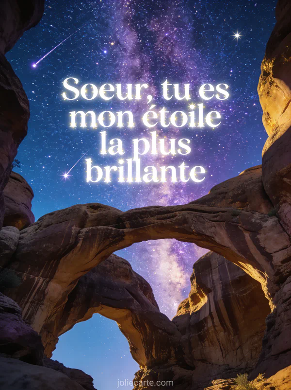 Ciel nocturne spectaculaire avec voie lactée étoiles filantes et arche de rochers au premier plan