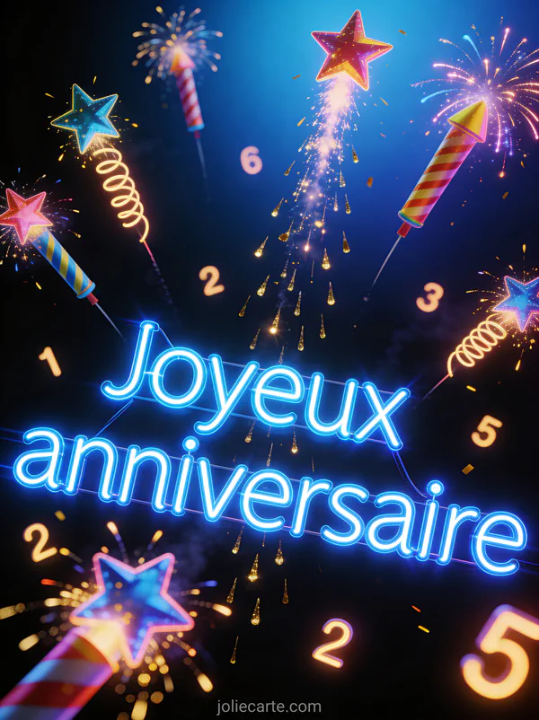 Fusées de feux d'artifice colorées en étoiles et spirales sur fond noir avec étincelles dorées retombantes