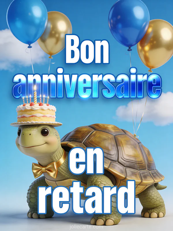 Ballon bleu métallique avec nœud papillon doré et serpentins bleu marine et dorés sur fond gris clair