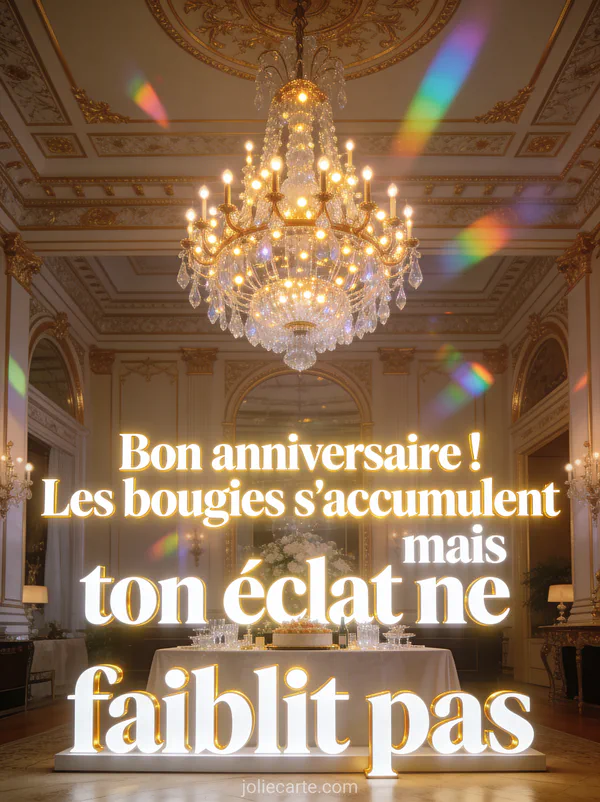 Magnifique lustre en cristal illuminé de centaines de petites lumières dorées avec reflets prismatiques dans un salon élégant