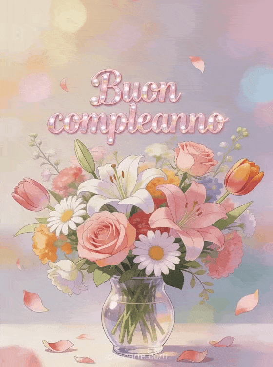 Biglietto D'auguri Di Compleanno Con Bouquet Di Fiori - Elegante, 145x145 Mm, Carta Spessa 350g/m², Ecologico, Con Busta