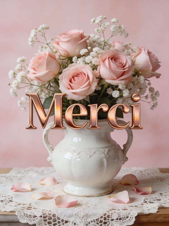 Roses anglaises roses et gypsophile dans un vase ancien en porcelaine avec pétales sur une nappe en dentelle