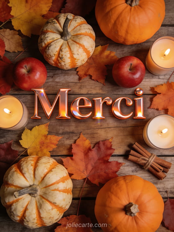 Composition automnale avec citrouilles décoratives pommes rouges feuilles d’érable bougies sur table rustique