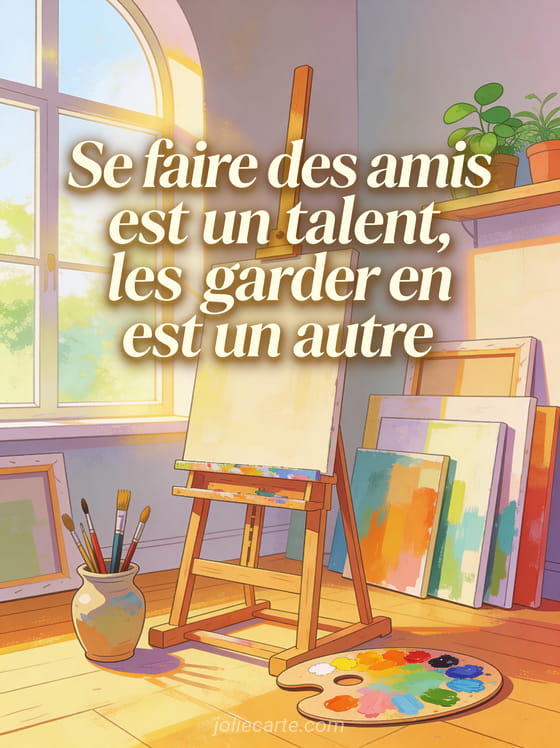 Atelier d’artiste lumineux avec chevalet pinceaux palette colorée toiles et grande fenêtre avec lumière naturelle