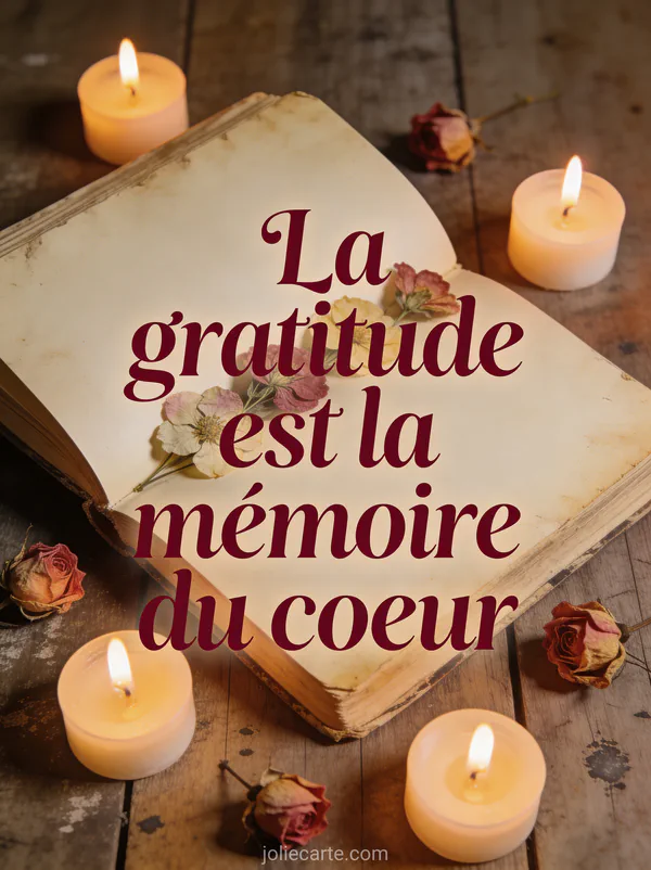 Vieux livre ouvert avec fleurs pressées entouré de bougies allumées et roses séchées sur table en bois