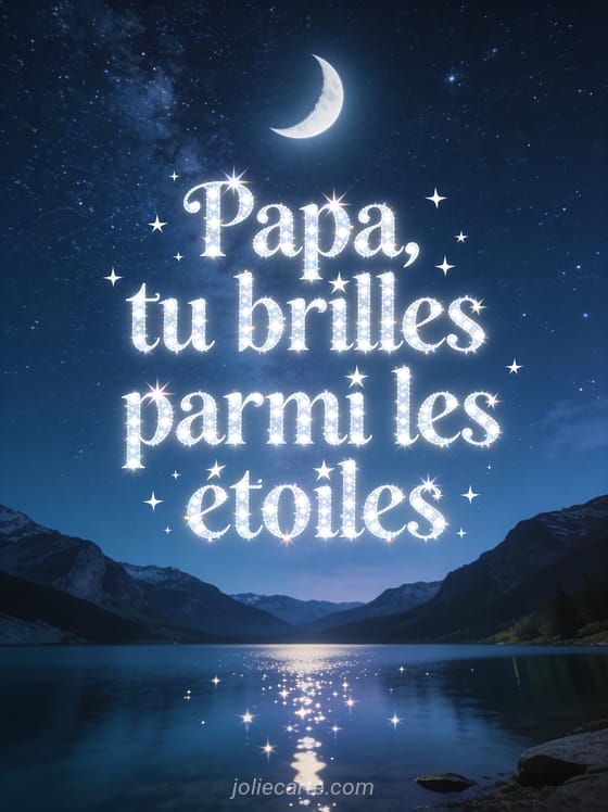Ciel nocturne profond avec milliers d'étoiles et lune croissante lumineuse au-dessus d'un lac de montagne avec reflets étoilés dans l'eau