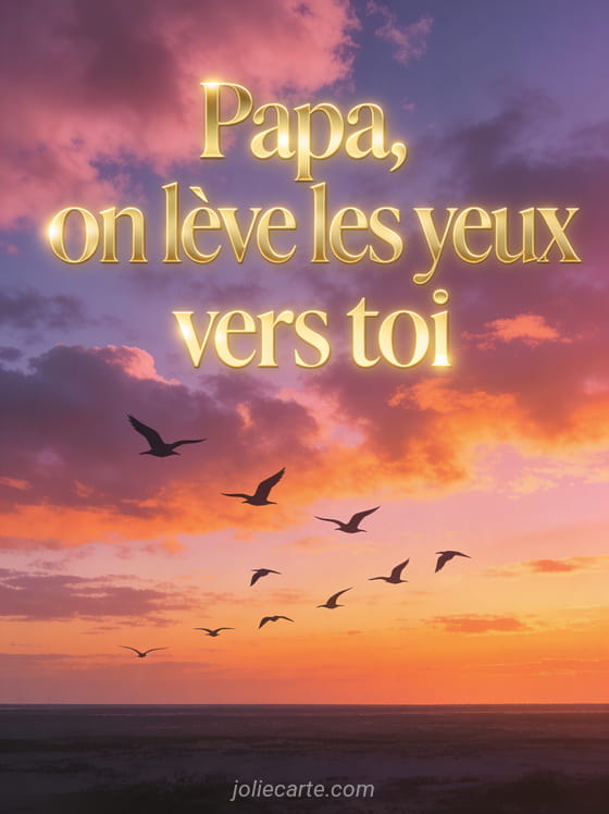Ciel spectaculaire au crépuscule avec nuages roses orangés et violets et silhouettes d'oiseaux en formation sur un horizon infini