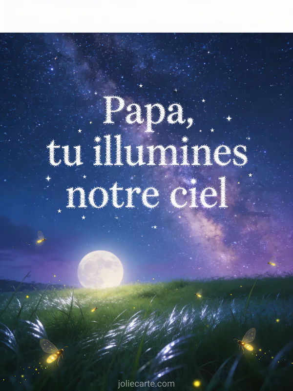 Ciel étoilé spectaculaire avec la voie lactée un champ d'herbe éclairé par la lune et des lucioles brillantes