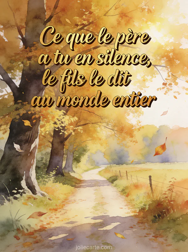 Sentier de campagne bordé de grands arbres aux feuilles dorées en automne avec lumière du soleil filtrant à travers le feuillage