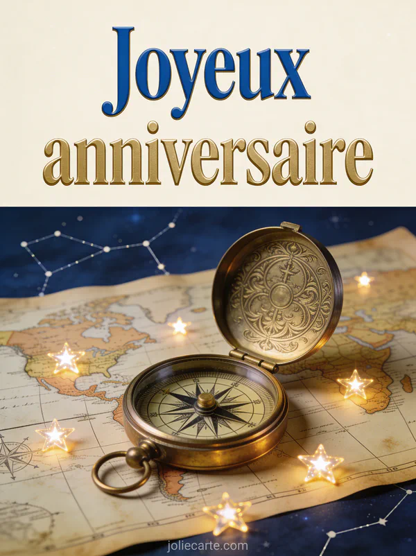 Boussole ancienne en laiton ouverte sur une carte du monde vintage avec étoiles lumineuses et constellations