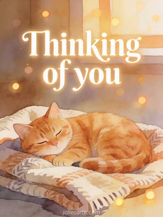 Biglietto D'auguri Thinking Of You Con Gatto – Formato 145 Mm X 145 Mm, Carta Riciclata Di Qualità Con Busta