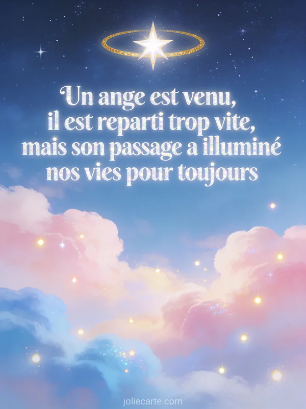 Ciel étoilé avec une étoile brillante entourée d'un halo doré et des nuages lumineux teintés de rose et de bleu