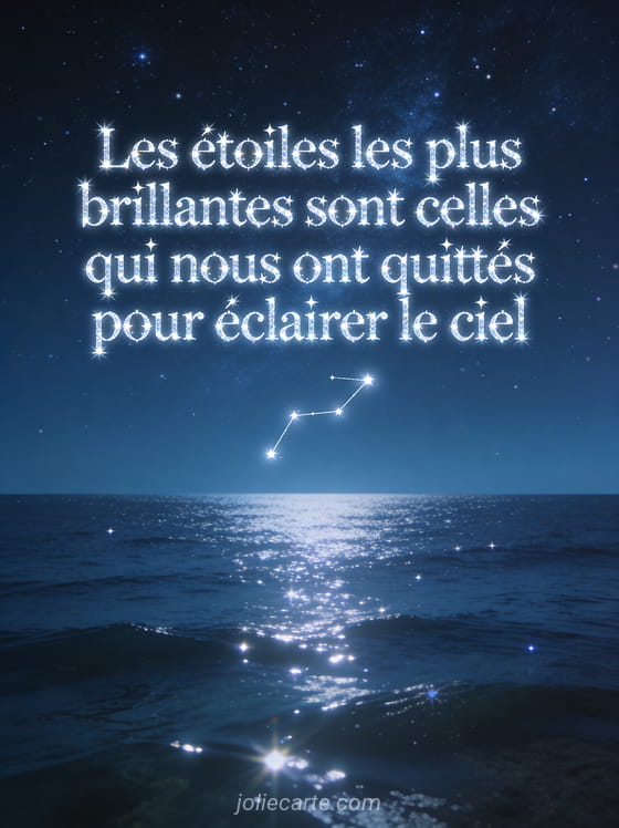 Ciel nocturne profond parsemé d'étoiles brillantes au-dessus d'un océan calme avec des reflets de lumière sur l'eau