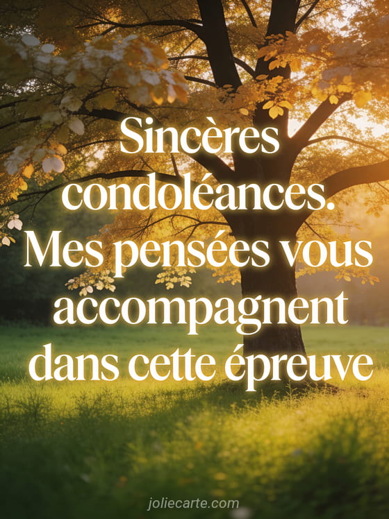 Arbre majestueux aux feuilles dorées dans une prairie verte baigné de lumière chaude de fin de journée