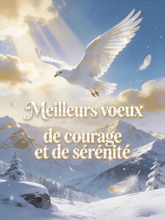 Oiseau blanc majestueux en vol au-dessus d'un paysage d'hiver avec montagnes enneigées et rayons de soleil