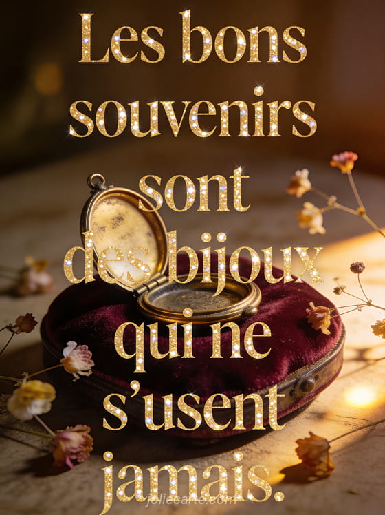 Vieux médaillon doré ouvert posé sur velours bordeaux avec fleurs séchées et lumière chaude