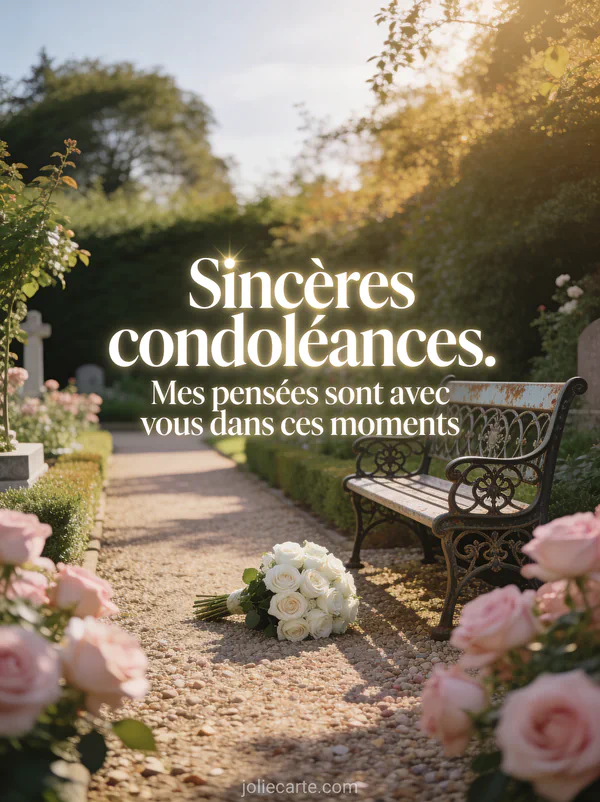 Jardin anglais avec roses blanches allées de gravier banc en fer forgé et lumière dorée d'après-midi