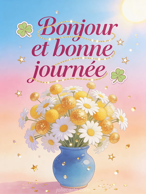Bouquet généreux avec stickers de trèfles à quatre feuilles et étoiles dorées