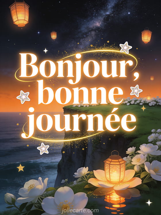 Fleurs blanches délicates avec étoiles scintillantes et poussière dorée